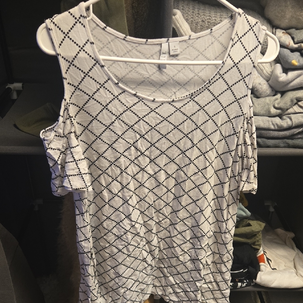 Elle Black and White Geometric Tank Top